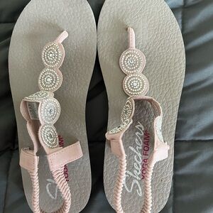 Skechers Pink Sandals with Elegant Swirl Design